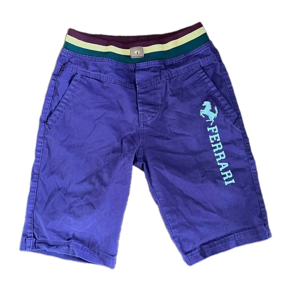 Vintage Ferrari Shorts Mens Small Purple Pockets Flat Front Cars‎ Racing Preppy